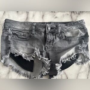 Express Gray and Black Pocket Jean Shorts